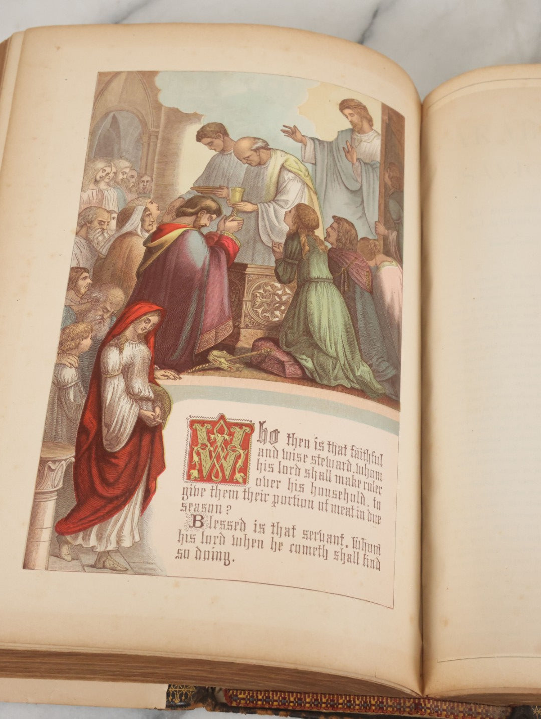 Lot 005 - Antique Pronouncing Parallel Holy Bible, Old And New Testaments, With Ornate Cover And Binding, Gately & O'Gorman, Publishers, Boston, Copyright 1890, By A.J. Holman & Co., Profusely Illustrated, Note Loose Pages