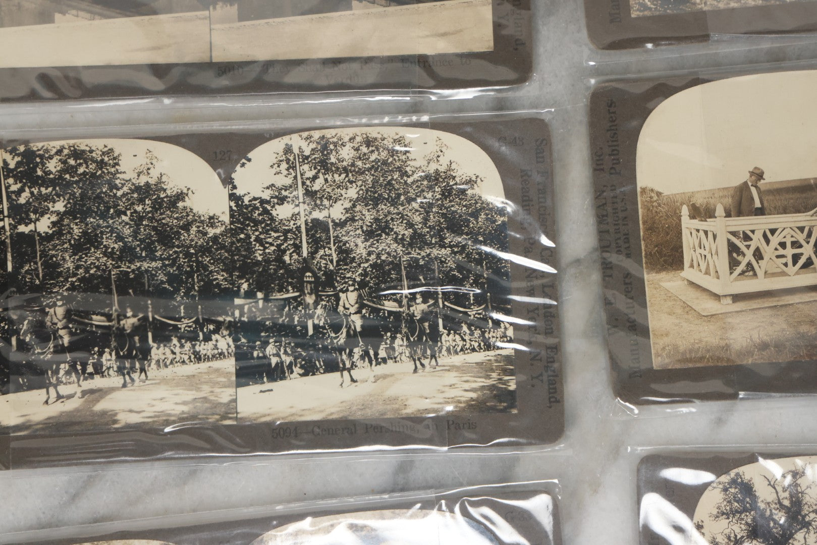 Lot 129 - Grouping Of 8 Stereoview Stereoscopic Photo Cards Relating To WWI Including Military Cemeteries Leadership, And More, By W.E. Troutman Inc.
