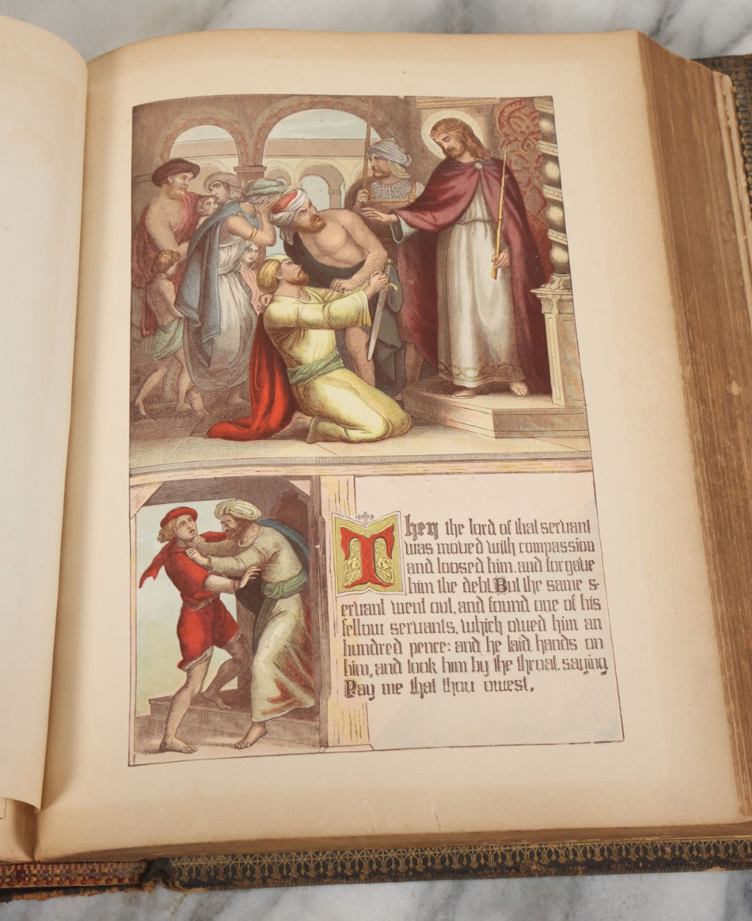 Lot 005 - Antique Pronouncing Parallel Holy Bible, Old And New Testaments, With Ornate Cover And Binding, Gately & O'Gorman, Publishers, Boston, Copyright 1890, By A.J. Holman & Co., Profusely Illustrated, Note Loose Pages