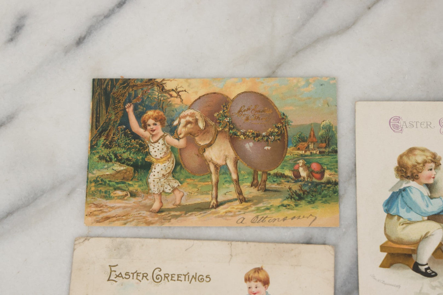 Lot 130 - Grouping Of Antique Embroidered "To My Mother" Postcard With Photo And Grouping Of 7 Antique Easter Postcards