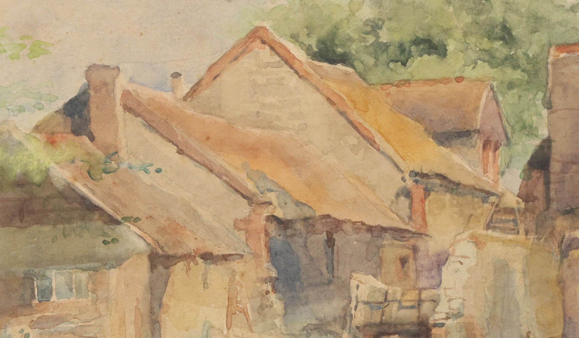 Lot 138 - Pair Of Unframed Paintings Including Painting On Paper Of Fisherman's Home In Belfast Maine, Artist Signed Bill Paxton, 1982, And Antique Watercolor Of Farmhouse, Artist Signed M. White 1894