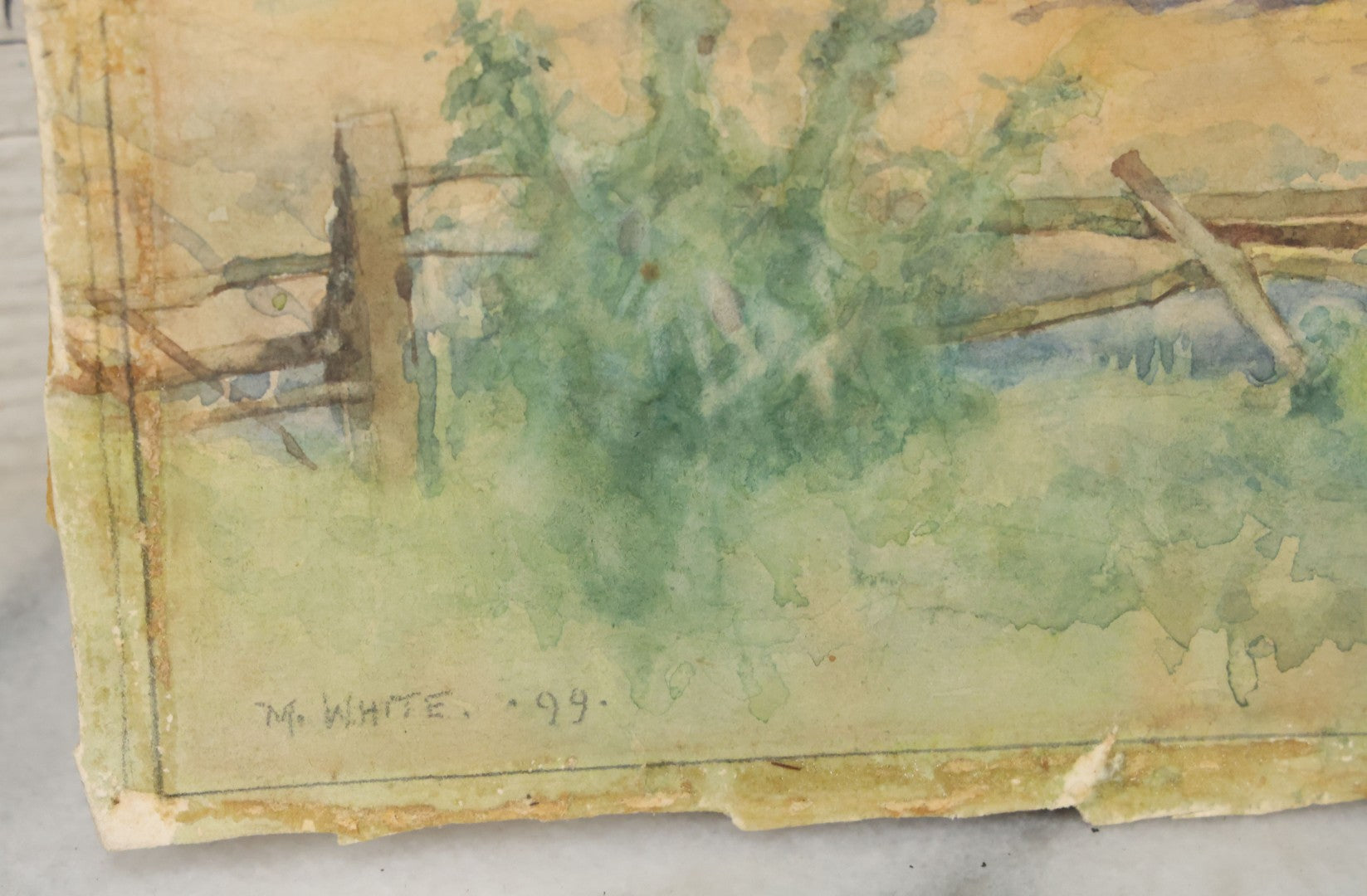 Lot 138 - Pair Of Unframed Paintings Including Painting On Paper Of Fisherman's Home In Belfast Maine, Artist Signed Bill Paxton, 1982, And Antique Watercolor Of Farmhouse, Artist Signed M. White 1894