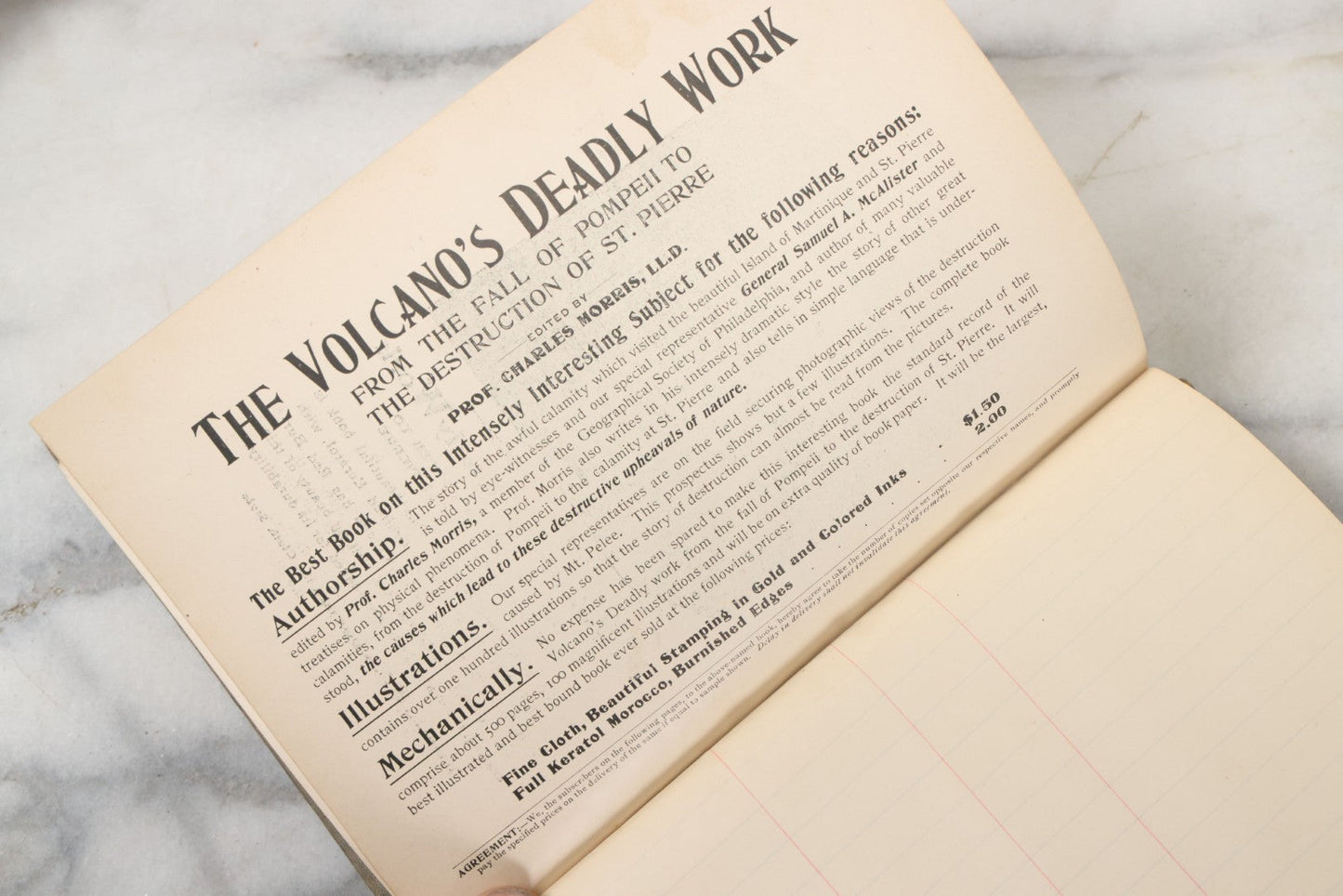 Lot 142 - "Volcano's Deadly Work: From The Fall Of Pompeii To The Destruction Of St. Pierre" Antique Dummy Salesman Sample Book, Edited And Written By Charles Morris, Profusely Illustrated, Published By W.E. Scull, 1902