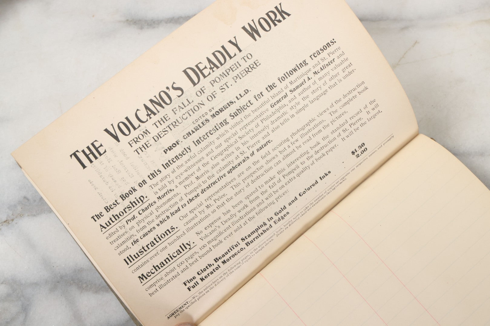 Lot 142 - "Volcano's Deadly Work: From The Fall Of Pompeii To The Destruction Of St. Pierre" Antique Dummy Salesman Sample Book, Edited And Written By Charles Morris, Profusely Illustrated, Published By W.E. Scull, 1902