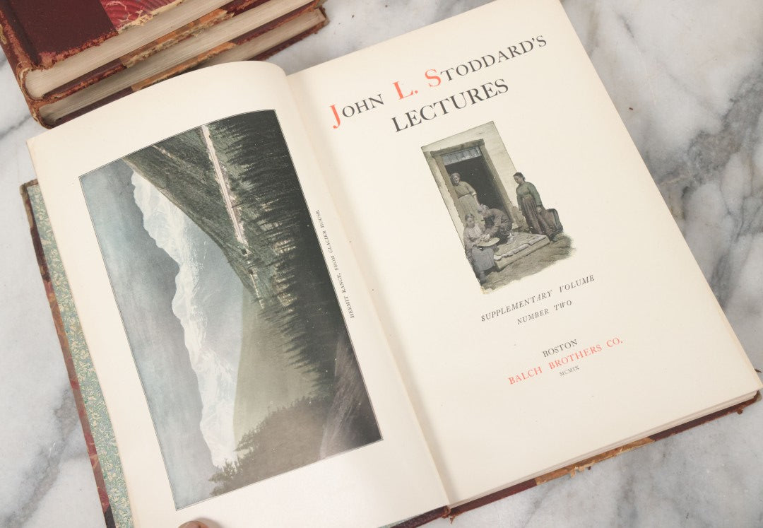 Lot 146 - Grouping Of Antique Books, "John L. Stoddard's Lectures" Four Volume Set Covering Sicily, Genoa, The Rhine, Belgium, Holland, Mexico, Japan, China, Canada, And More, Illustrated, Published By Norwood Press And Balch Brothers Co., Norwood Massachusetts, 1902