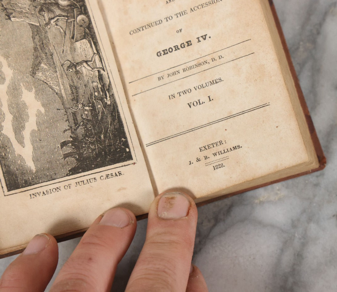 Lot 147 - "Hume And Smollette's History Of England, Abridged, And Continued To The Accession Of George IV", Early Antique Book By John Robinson, Volume One, J. & B. Williams, Publishers, Exeter, 1823