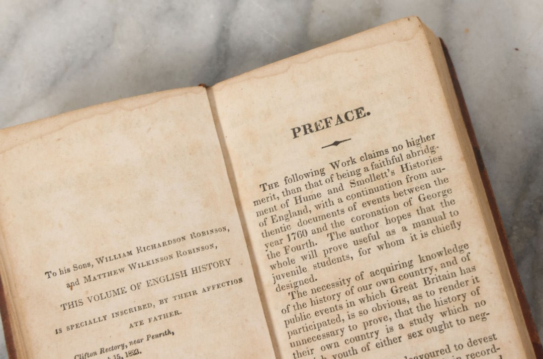 Lot 147 - "Hume And Smollette's History Of England, Abridged, And Continued To The Accession Of George IV", Early Antique Book By John Robinson, Volume One, J. & B. Williams, Publishers, Exeter, 1823
