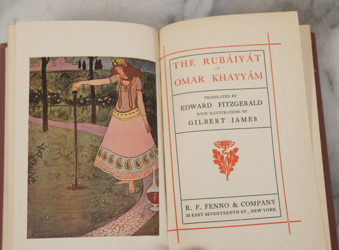 Lot 150 - "The Rubaiyat Of Omar Khayyam" Antique Book, Translated By Edward Fitzgerald, With Illustrations By Gilbert James, R.F. Fenno And Co., Publishers, New York, Circa 1900