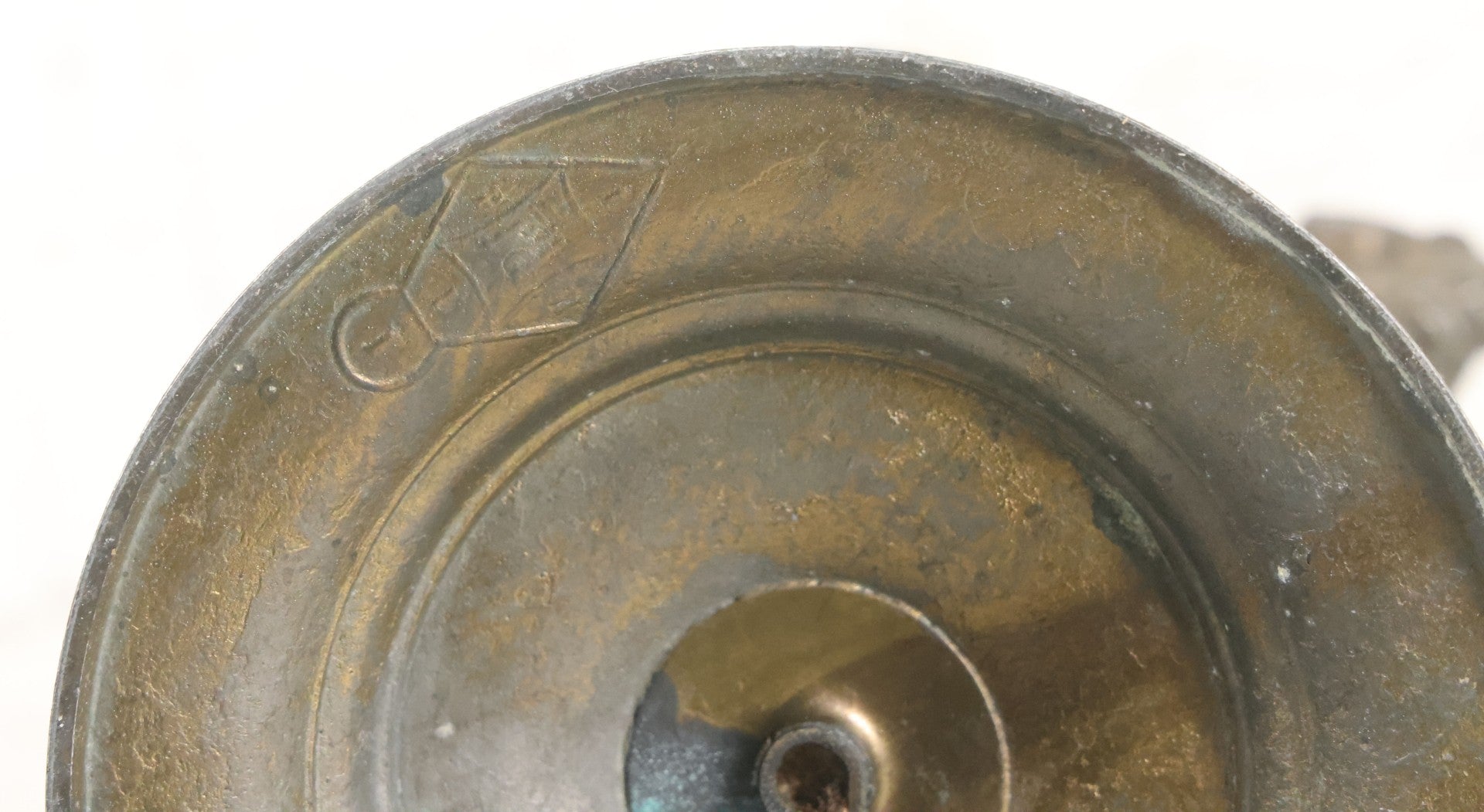 Lot 010 - Antique Ornate Cast Pot Metal Urn With Cherub And Goat Head Motifs, With Makers Mark On Bottom, Marked No. 1409, 9-1/2" High