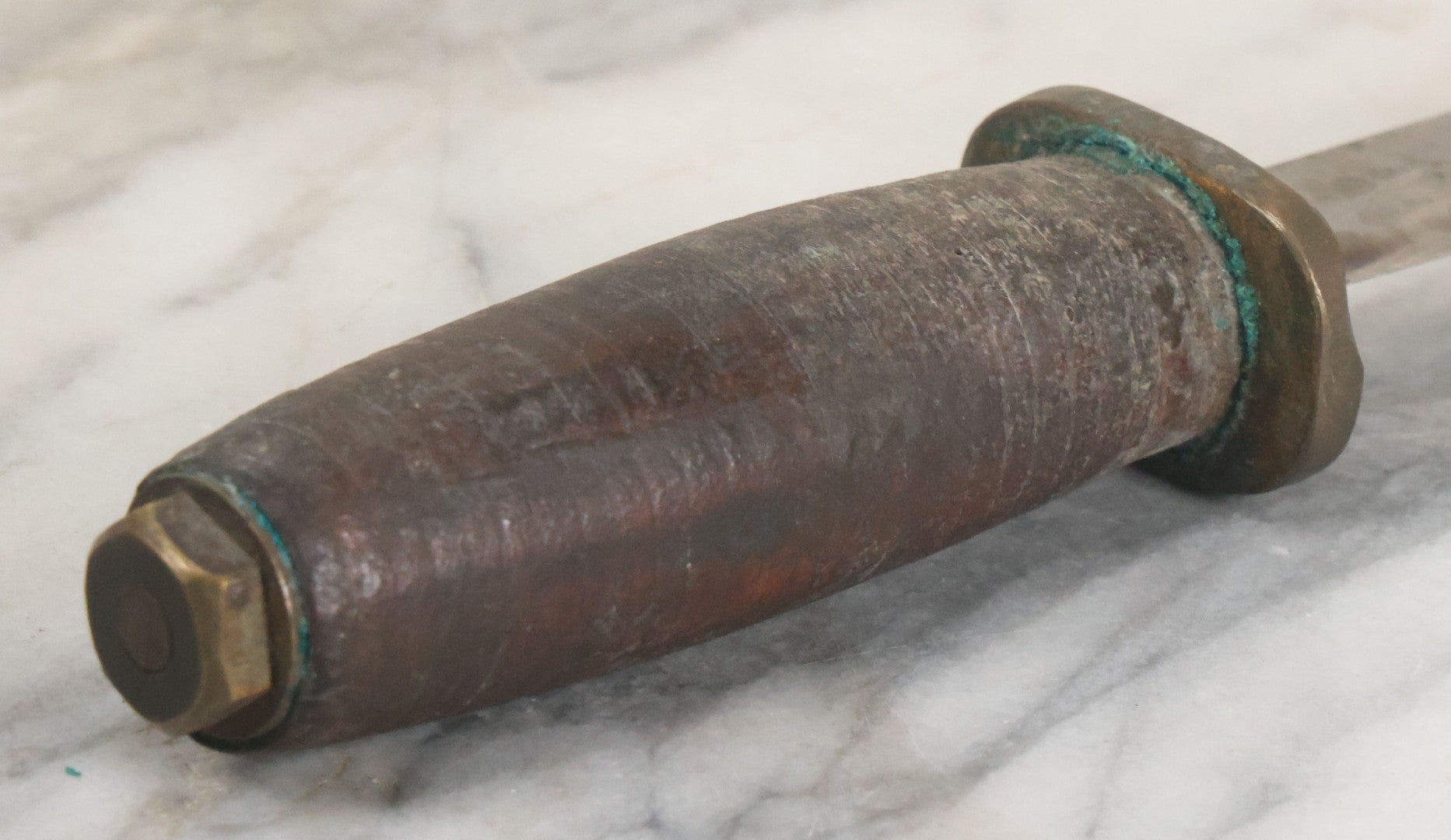 Lot 027 - Vintage Hunting Knife With Leather Sheath, Maker's Mark Worn Away, 5-1/4" Blade Length