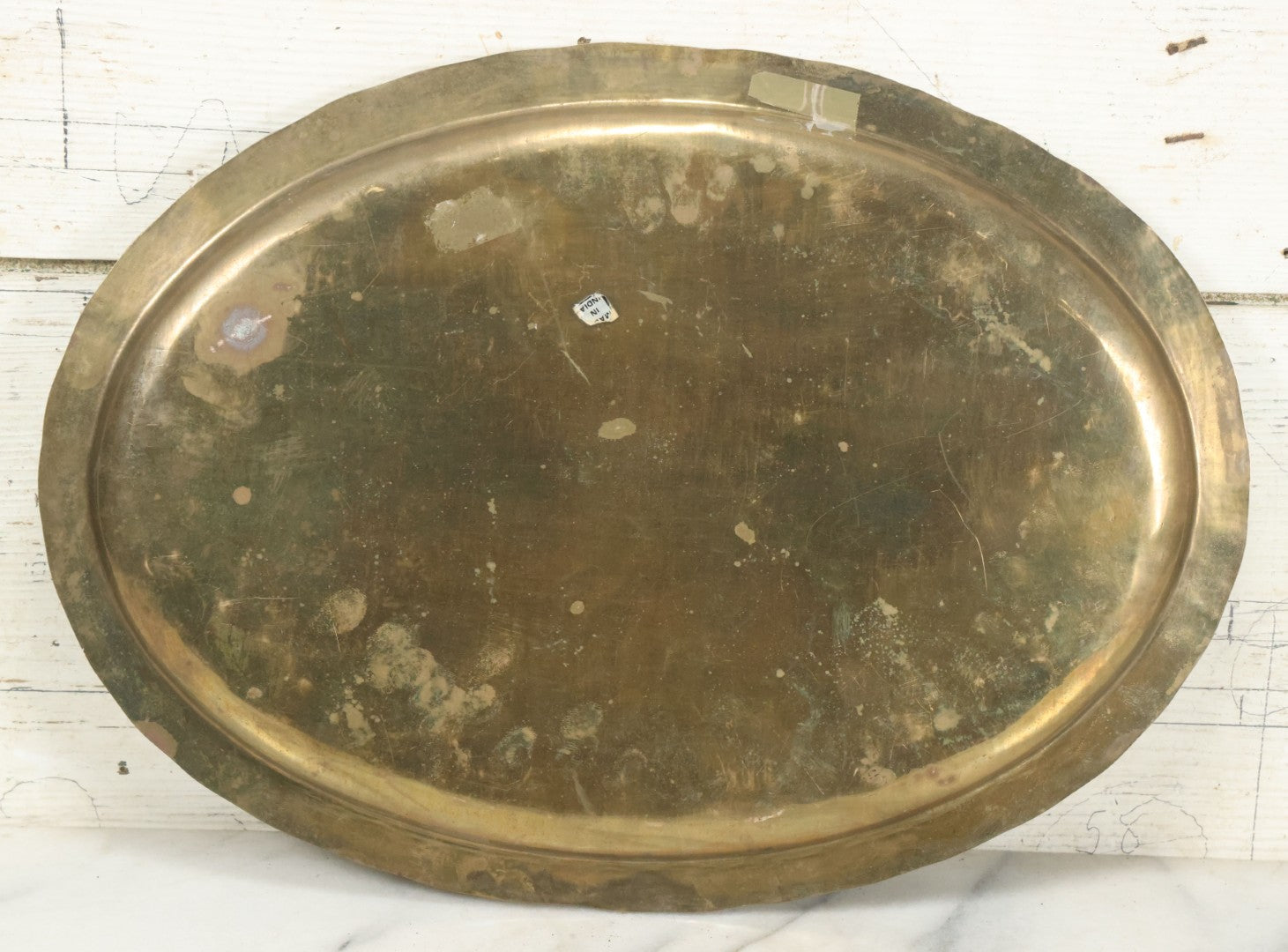Lot 042 - Vintage Brass Tray Featuring Kittens Playing With Tomato, Made In India, 12-1/4" x 16-3/4"