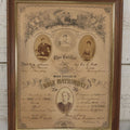 Lot 052 - Antique Lithographed Holy Matrimony Certificate For Wesley Johnson Of Port Morris New Jersey And Eva C. Pratt Of Lennox Pennsylvania, Married 1881 With Carte De Visite C.D.V. Photographs Including Pastor, In Modern Frame,  14" x 18"