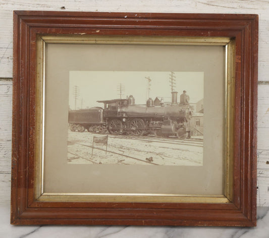 Lot 053 - Antique Boarded Photograph Of Locomotive No. 232, Old Colony Railroad, In Frame,  15-1/4" x 13-1/8"