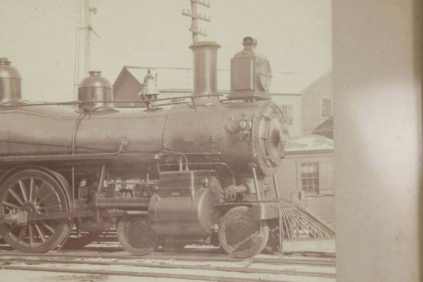 Lot 053 - Antique Boarded Photograph Of Locomotive No. 232, Old Colony Railroad, In Frame,  15-1/4" x 13-1/8"