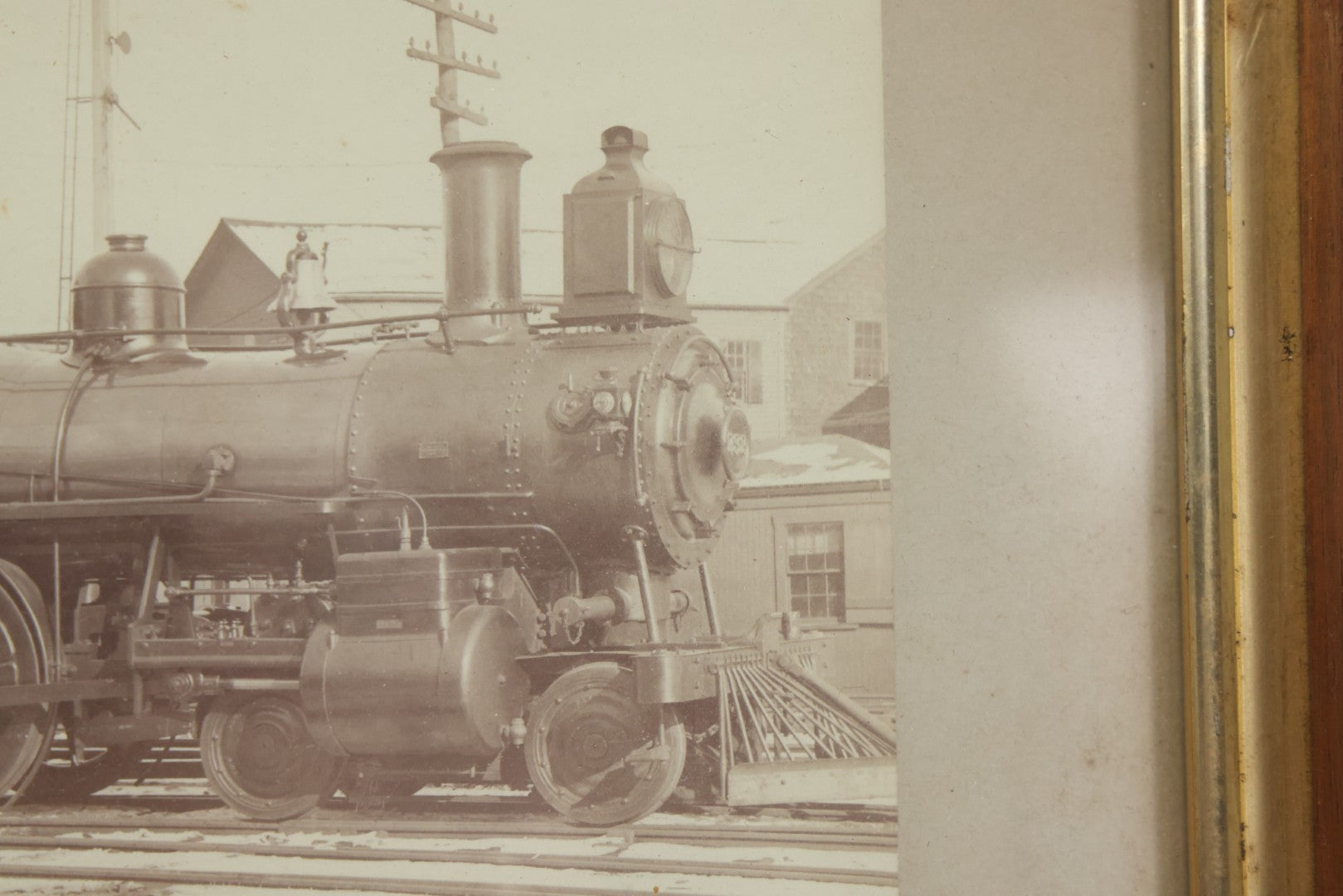 Lot 053 - Antique Boarded Photograph Of Locomotive No. 232, Old Colony Railroad, In Frame,  15-1/4" x 13-1/8"