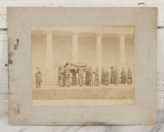 Lot 065 - Antique Boarded Photographs Of Priests In Dark Robes In Ceremonial Funeral Procession, With Identification Printed But Illegible, Likely Related To The Penitents, Italy