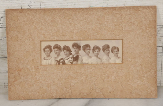 Lot 066 - Antique Boarded Photograph In Custom Cardstock Mat Of 8 Sorority Sisters From Alpha Phi (Αφ), 1901, Identified On Verso