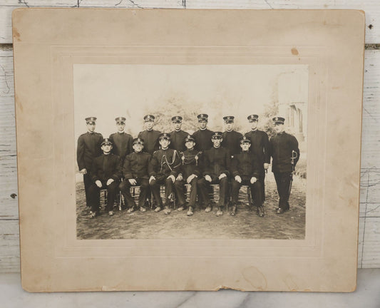Lot 069 - Antique Boarded Photograph Of Group Of Soldiers, Partial Identification On Verso, George St. Jean Photographer, Manchester New Hampshire