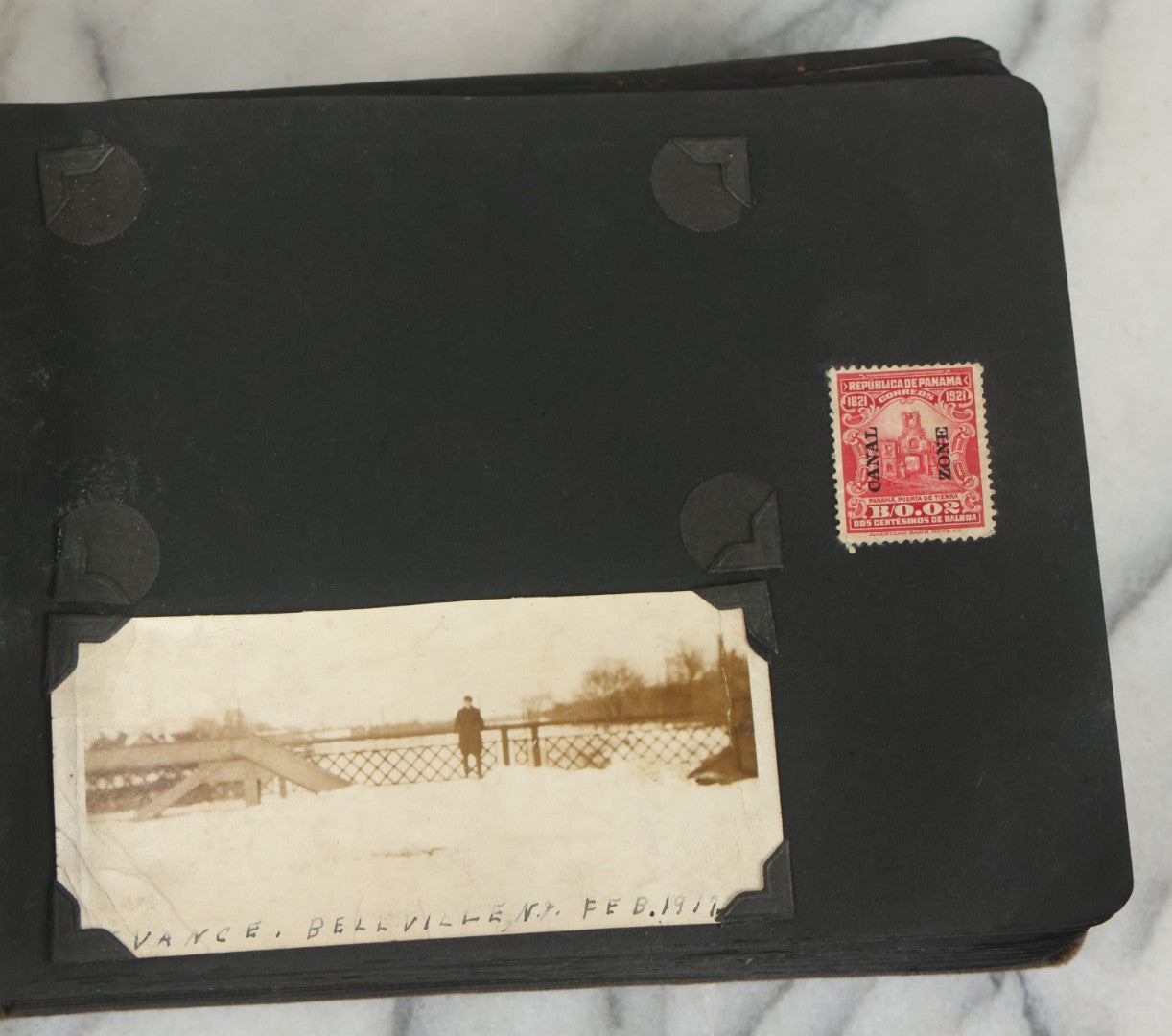 Lot 073 - Antique Snapshot Photo Album And Scrapbook With Black Cover Featuring Many Photos Of Military Men, Dogs, Hunting, Including Boxer Bill Ritchie, Circa 1920s, Belonged To F.D. Vance, Includes Poem Clippings