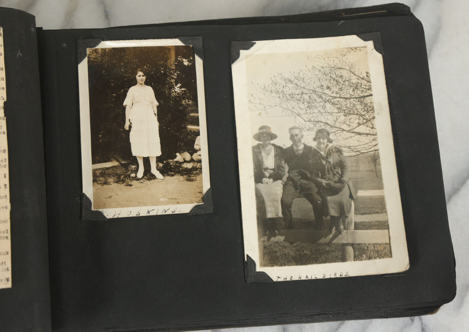 Lot 073 - Antique Snapshot Photo Album And Scrapbook With Black Cover Featuring Many Photos Of Military Men, Dogs, Hunting, Including Boxer Bill Ritchie, Circa 1920s, Belonged To F.D. Vance, Includes Poem Clippings