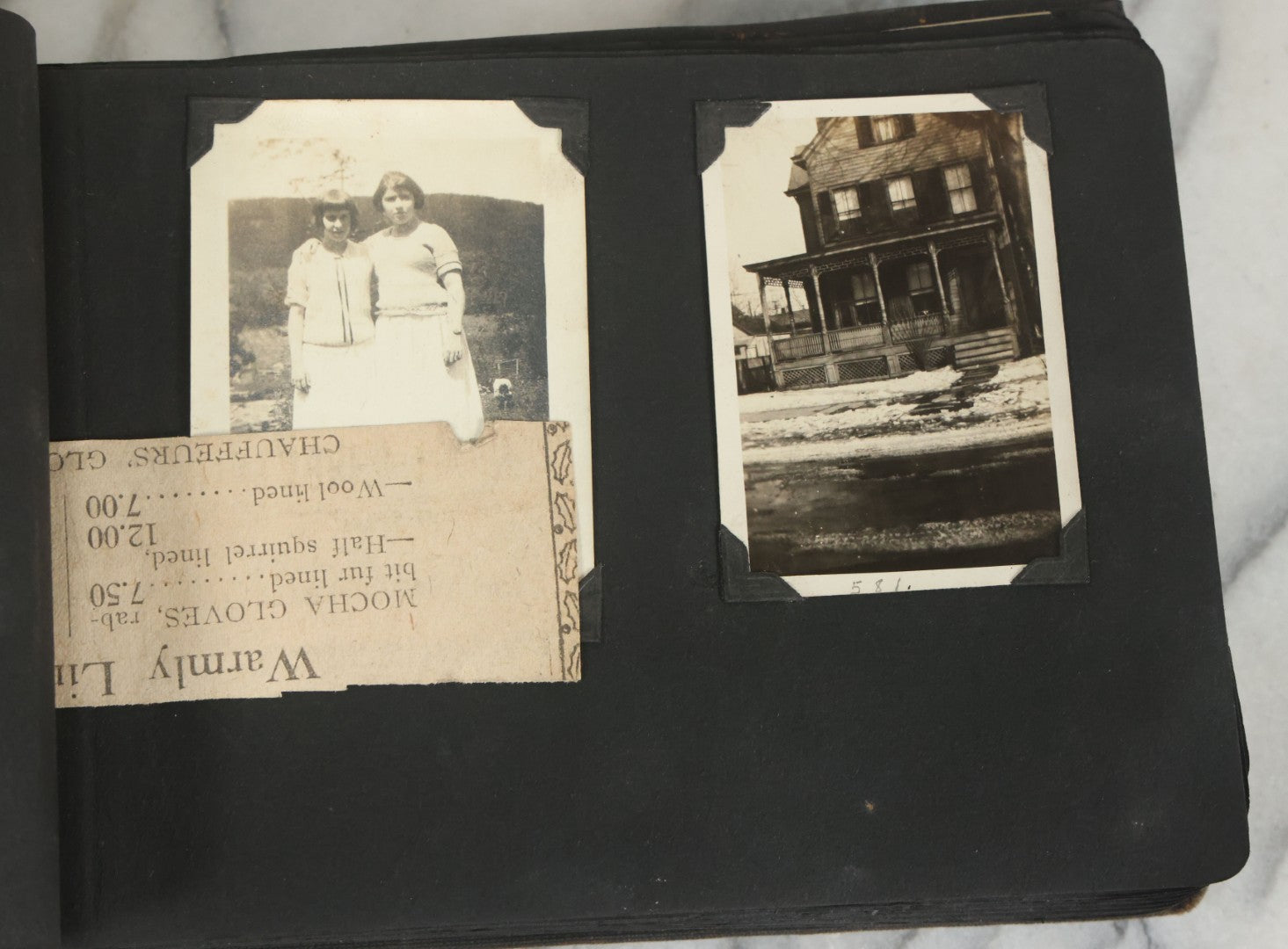 Lot 073 - Antique Snapshot Photo Album And Scrapbook With Black Cover Featuring Many Photos Of Military Men, Dogs, Hunting, Including Boxer Bill Ritchie, Circa 1920s, Belonged To F.D. Vance, Includes Poem Clippings