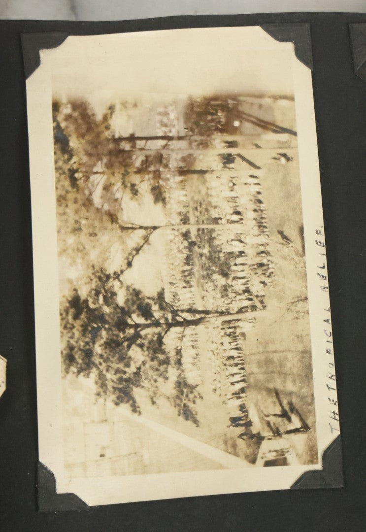 Lot 073 - Antique Snapshot Photo Album And Scrapbook With Black Cover Featuring Many Photos Of Military Men, Dogs, Hunting, Including Boxer Bill Ritchie, Circa 1920s, Belonged To F.D. Vance, Includes Poem Clippings