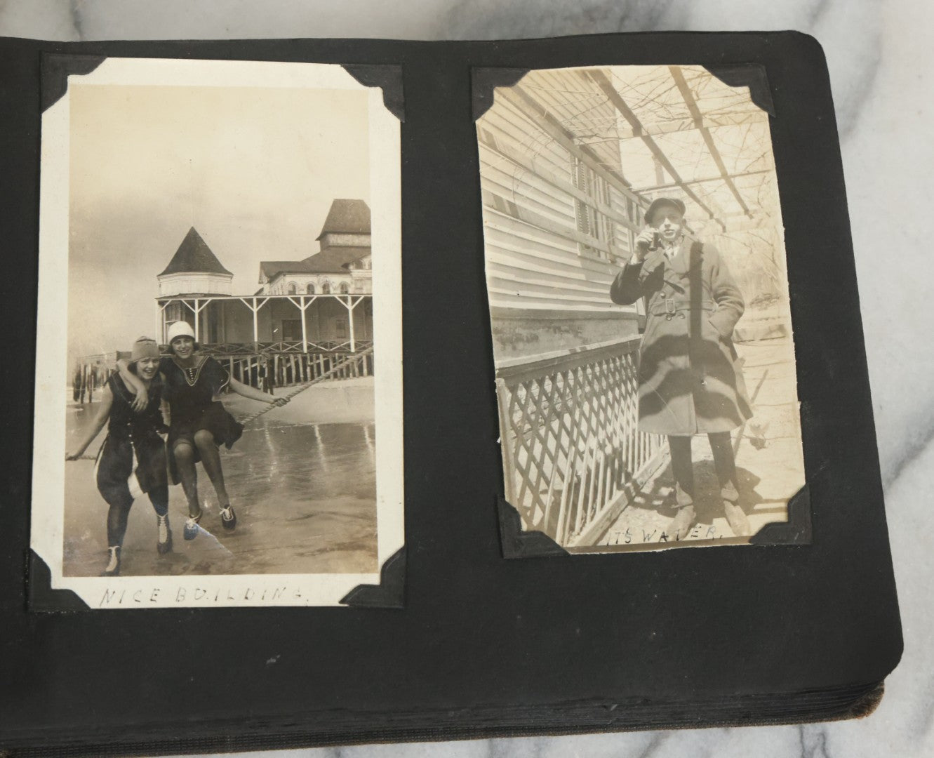 Lot 073 - Antique Snapshot Photo Album And Scrapbook With Black Cover Featuring Many Photos Of Military Men, Dogs, Hunting, Including Boxer Bill Ritchie, Circa 1920s, Belonged To F.D. Vance, Includes Poem Clippings