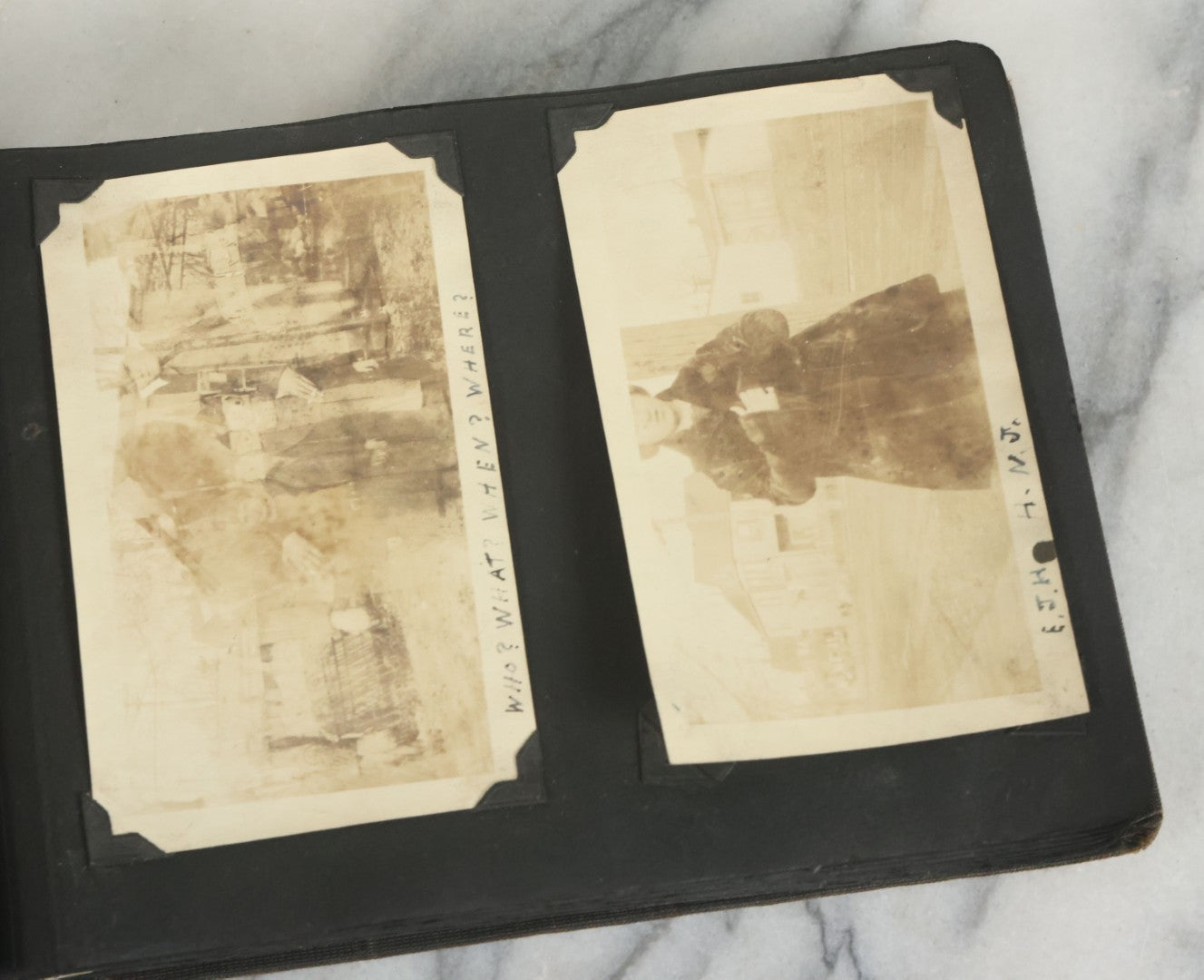 Lot 073 - Antique Snapshot Photo Album And Scrapbook With Black Cover Featuring Many Photos Of Military Men, Dogs, Hunting, Including Boxer Bill Ritchie, Circa 1920s, Belonged To F.D. Vance, Includes Poem Clippings