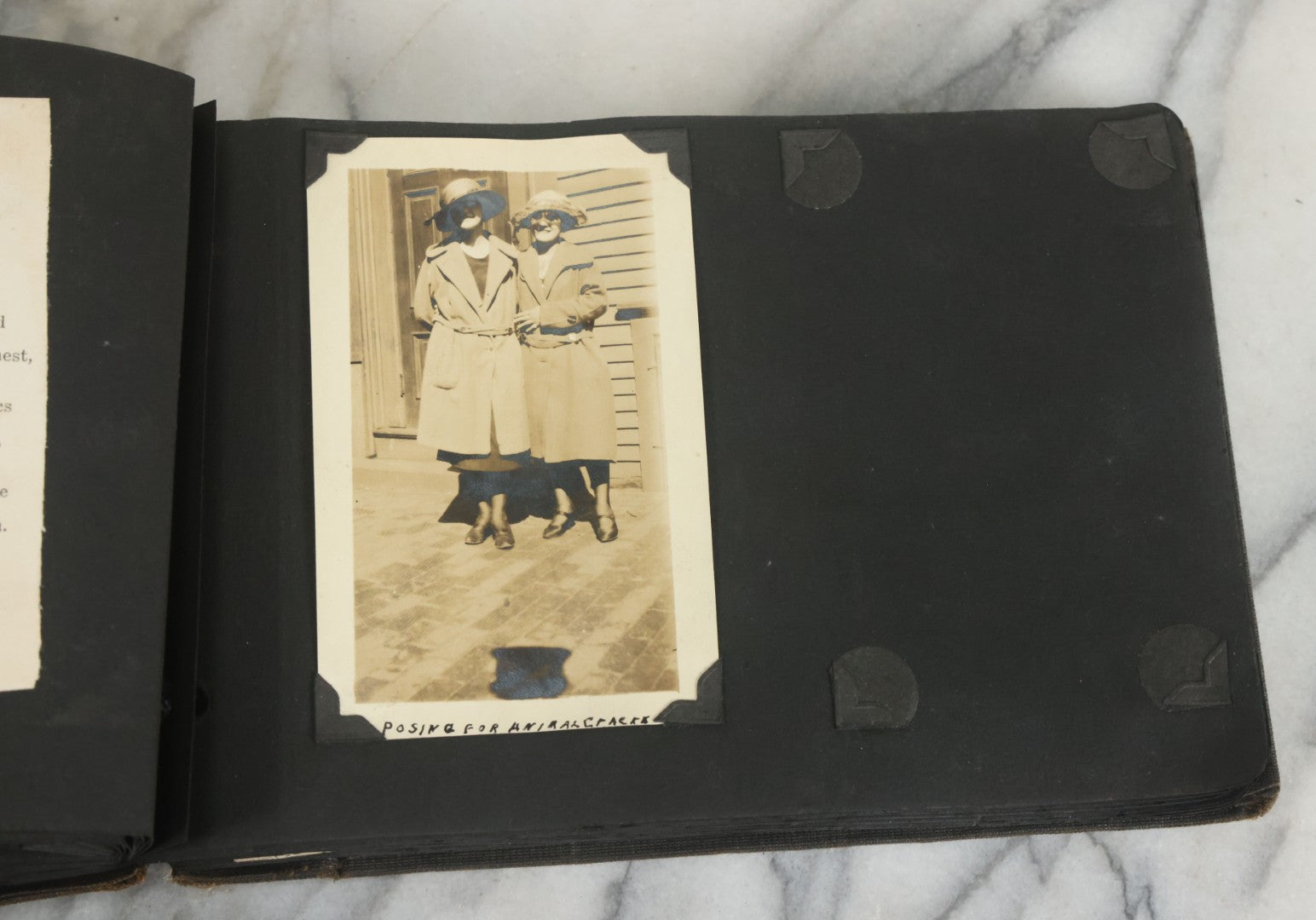 Lot 073 - Antique Snapshot Photo Album And Scrapbook With Black Cover Featuring Many Photos Of Military Men, Dogs, Hunting, Including Boxer Bill Ritchie, Circa 1920s, Belonged To F.D. Vance, Includes Poem Clippings