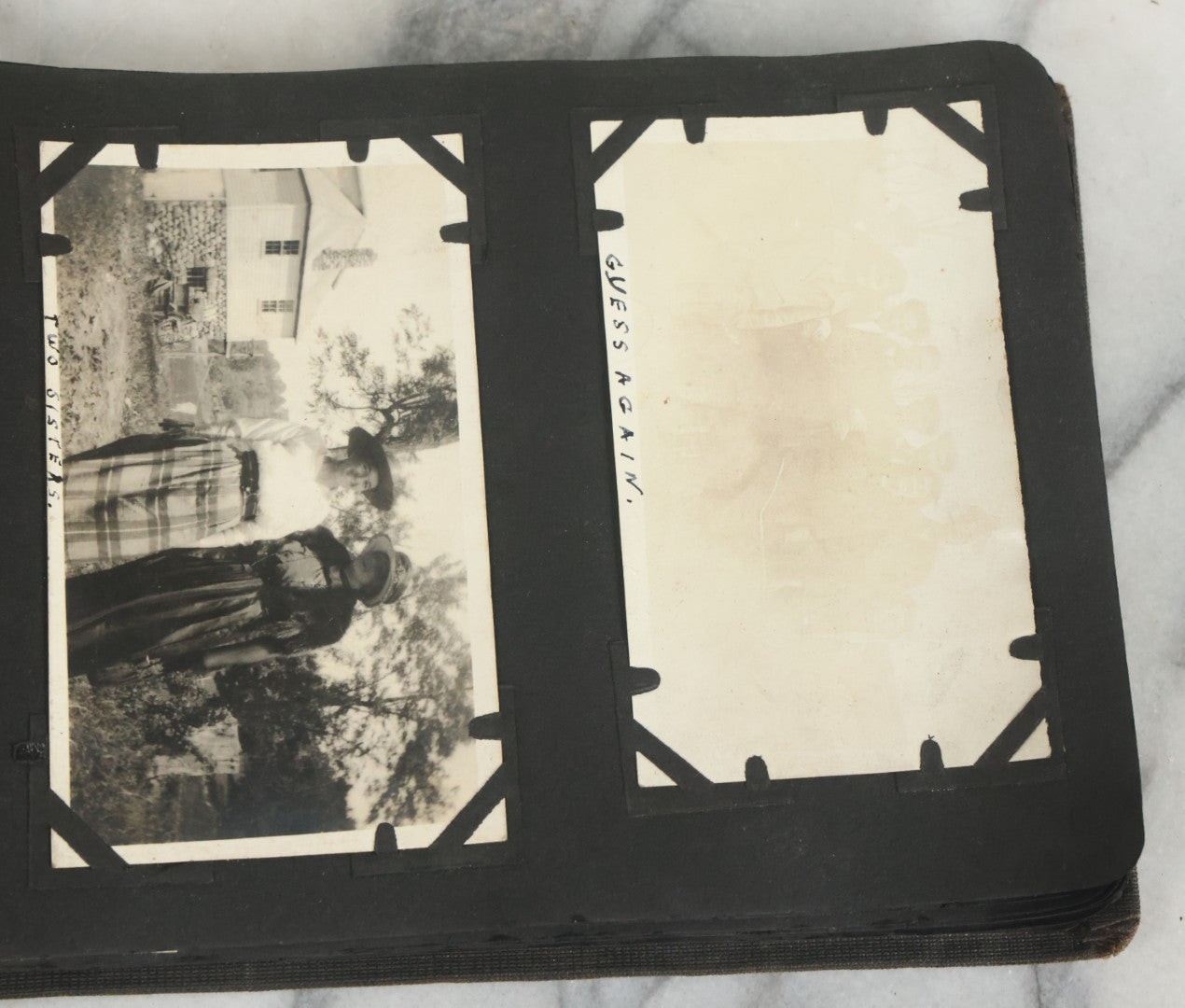 Lot 073 - Antique Snapshot Photo Album And Scrapbook With Black Cover Featuring Many Photos Of Military Men, Dogs, Hunting, Including Boxer Bill Ritchie, Circa 1920s, Belonged To F.D. Vance, Includes Poem Clippings