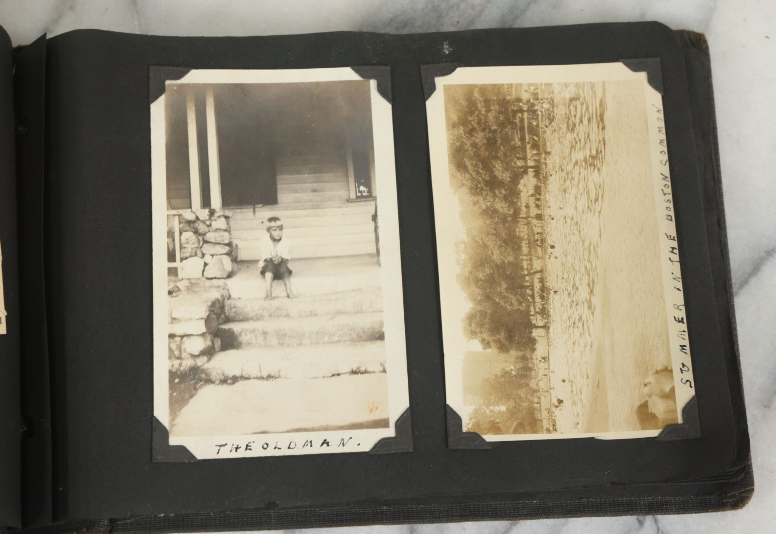 Lot 073 - Antique Snapshot Photo Album And Scrapbook With Black Cover Featuring Many Photos Of Military Men, Dogs, Hunting, Including Boxer Bill Ritchie, Circa 1920s, Belonged To F.D. Vance, Includes Poem Clippings