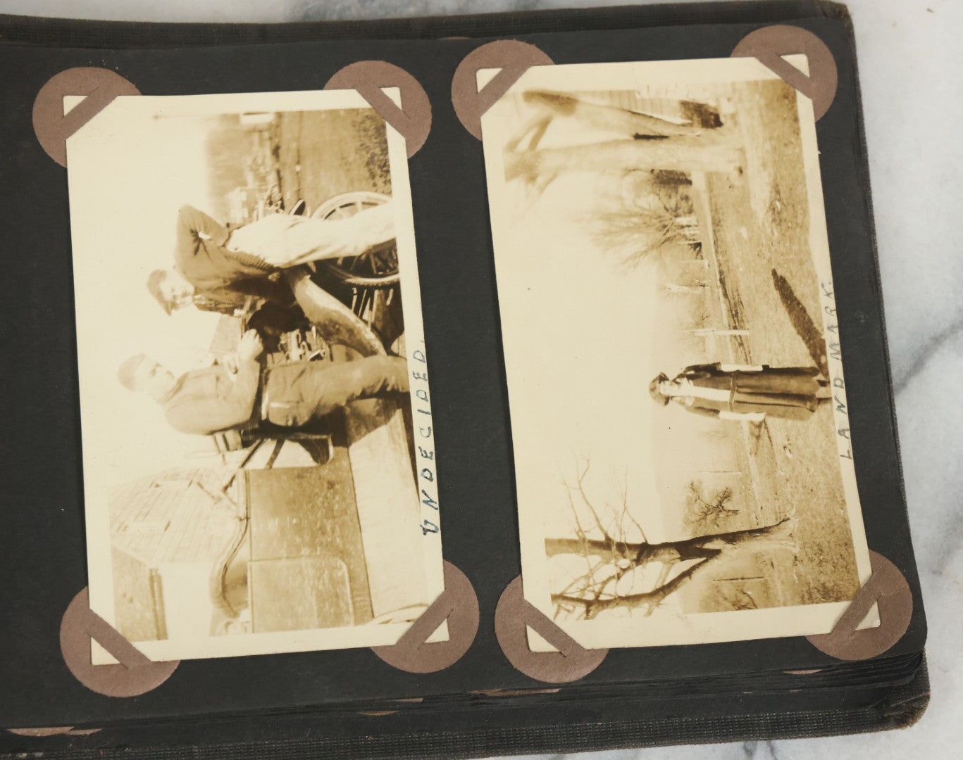 Lot 073 - Antique Snapshot Photo Album And Scrapbook With Black Cover Featuring Many Photos Of Military Men, Dogs, Hunting, Including Boxer Bill Ritchie, Circa 1920s, Belonged To F.D. Vance, Includes Poem Clippings