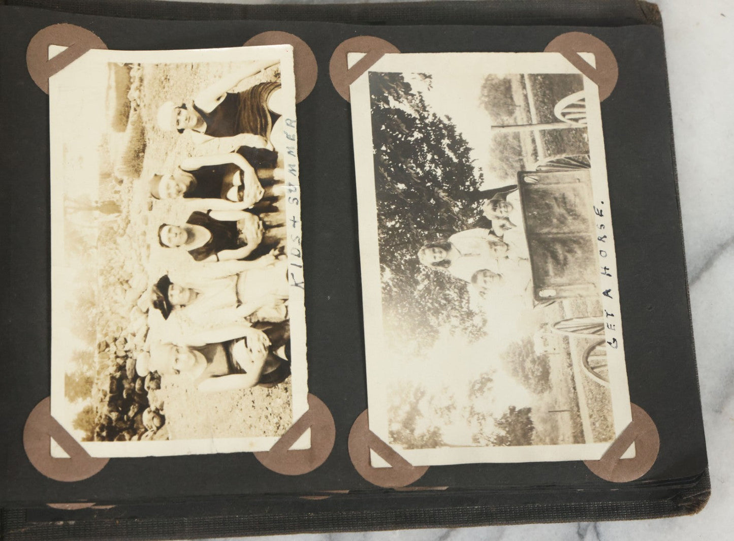 Lot 073 - Antique Snapshot Photo Album And Scrapbook With Black Cover Featuring Many Photos Of Military Men, Dogs, Hunting, Including Boxer Bill Ritchie, Circa 1920s, Belonged To F.D. Vance, Includes Poem Clippings