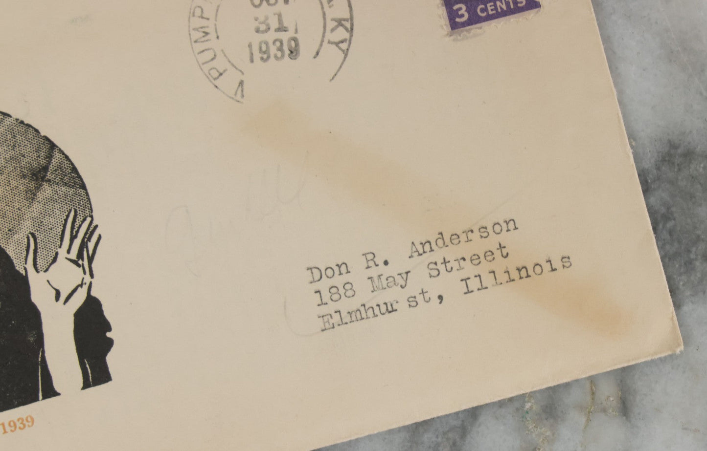 Lot 078 - Vintage Halloween Envelope With Laughing Witch And Flying Bats From Halloween 1939, Postmarked October 31, 1939, With Contents