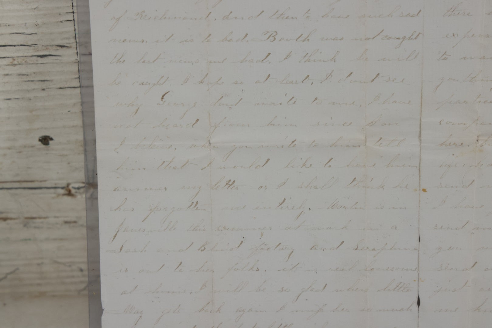 Lot 081 - Antique Handwritten Letter Dated April 26, 1865, Waterloo, New York, Mentioning The Assassination Of President Abraham Lincoln By John Wilkes Booth, With C.O.A. And Transcription, Note Loss To Upper Portion Of Paper, Includes Envelope
