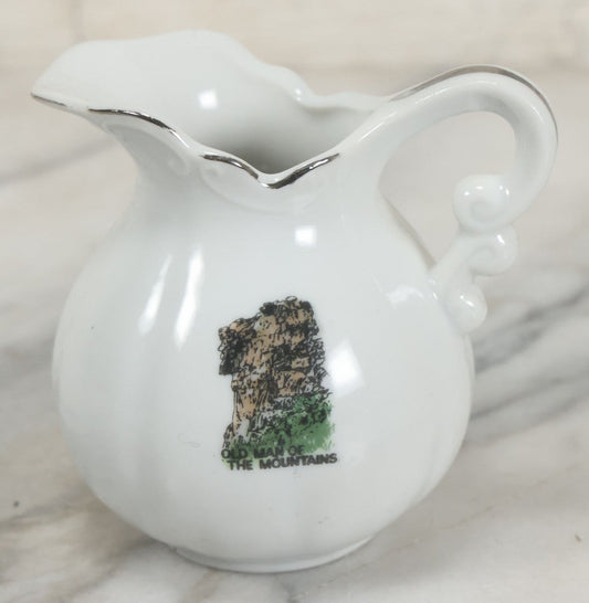 Lot 084 - Vintage Old Man Of The Mountains, White Mountains, New Hampshire, Souvenir Porcelain Creamer, 3-1/2" Height