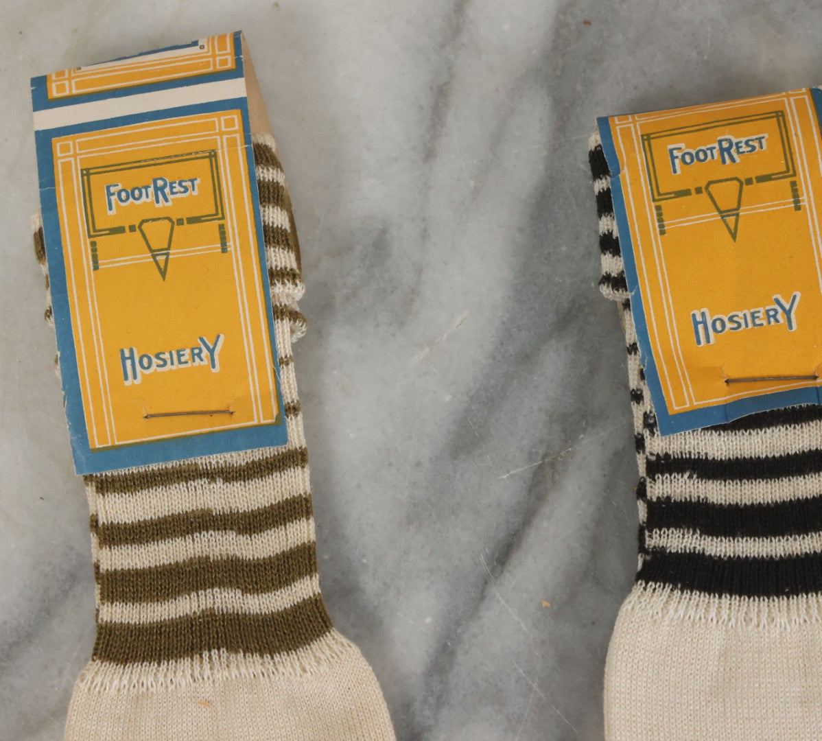Lot 086 - Vintage Box Lot Grouping Of New Old Stock N.O.S. Hosiery (Socks) By Foot Rest Brand In Advertising Box, Also With Bear Brand Pair Of Socks (4 Pairs Total)