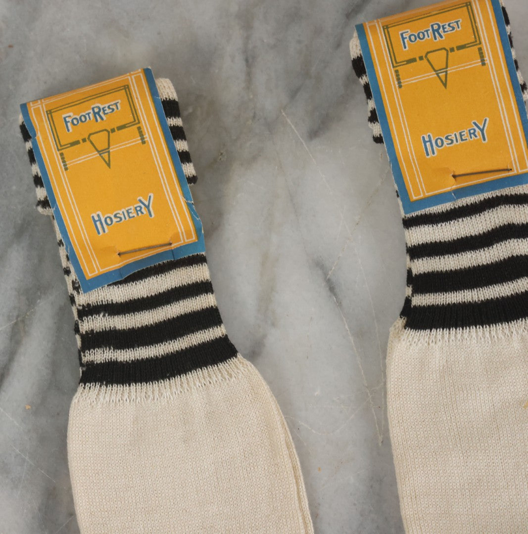 Lot 086 - Vintage Box Lot Grouping Of New Old Stock N.O.S. Hosiery (Socks) By Foot Rest Brand In Advertising Box, Also With Bear Brand Pair Of Socks (4 Pairs Total)