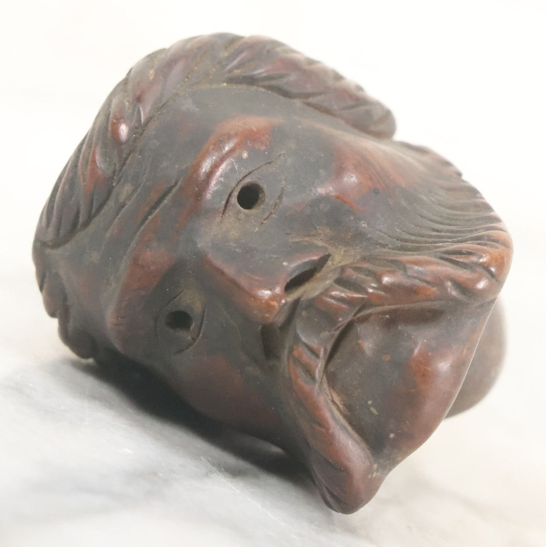 Lot 094 - Pair Of Vintage Carved Pipes With No Stems, Including Dog And Man With Mutton Chops