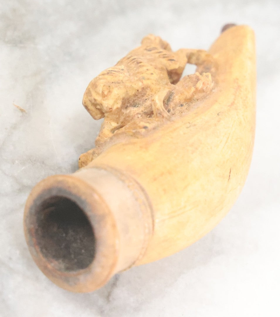 Lot 094 - Pair Of Vintage Carved Pipes With No Stems, Including Dog And Man With Mutton Chops