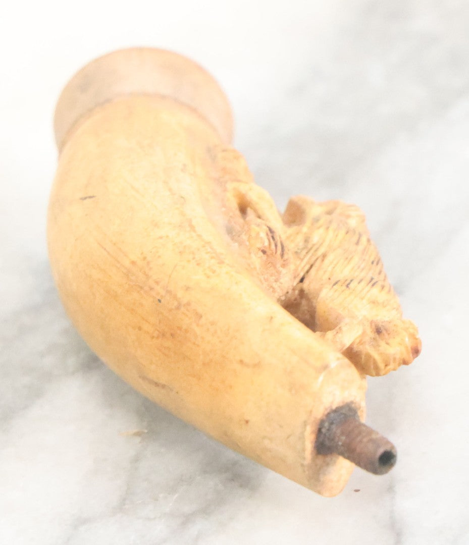 Lot 094 - Pair Of Vintage Carved Pipes With No Stems, Including Dog And Man With Mutton Chops