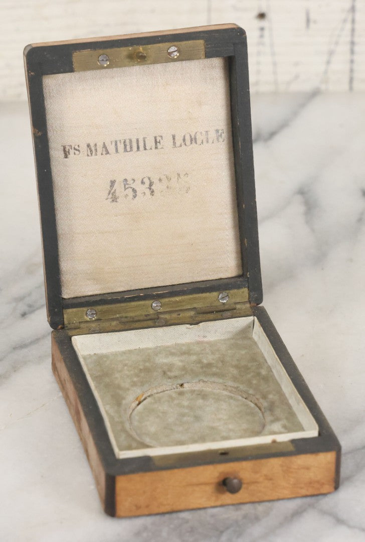 Lot 100 - Grouping Of 3 Vintage And Antique Wooden Keepsake Boxes Including Inlaid Box With Dragons Pocket Watch Box And Box With Flower Decal