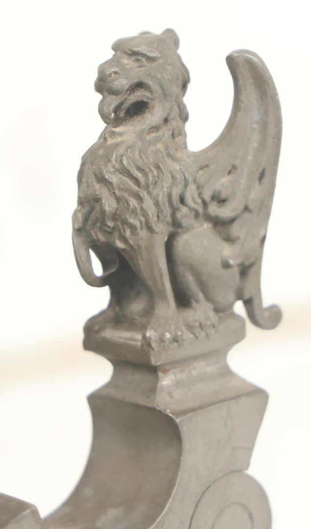Lot 002 - Antique German Pewter Stein With Eagle, Griffin, And Cherub Motifs, Hinged Lid, Overall Height 14-1/4", Base 6-3/8" Diameter