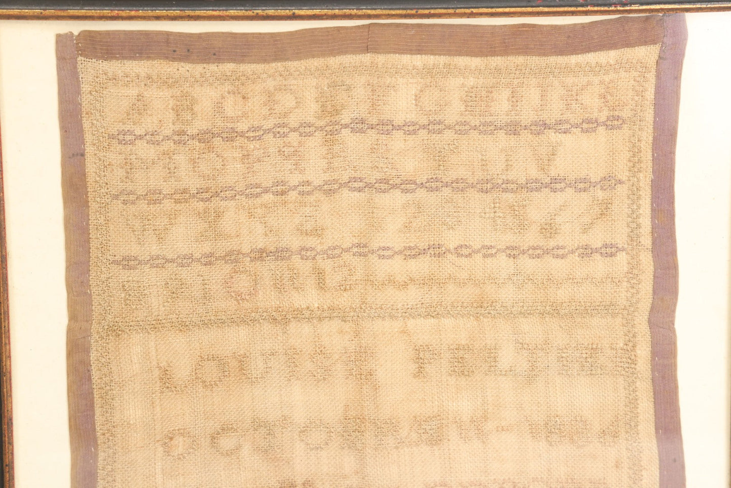 Lot 003 - Antique Needlework Sampler With Letters And Numbers, Signed Louise Peltier, Tom Freeborn, Dated 1836, In Frame, 11-1/2" x 9-7/8"