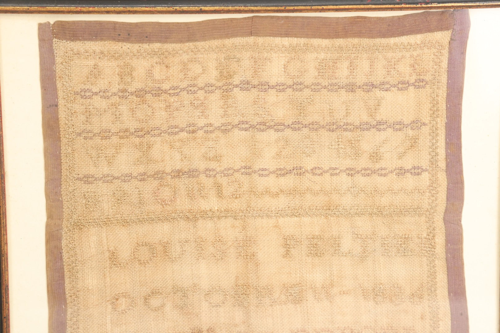 Lot 003 - Antique Needlework Sampler With Letters And Numbers, Signed Louise Peltier, Tom Freeborn, Dated 1836, In Frame, 11-1/2" x 9-7/8"