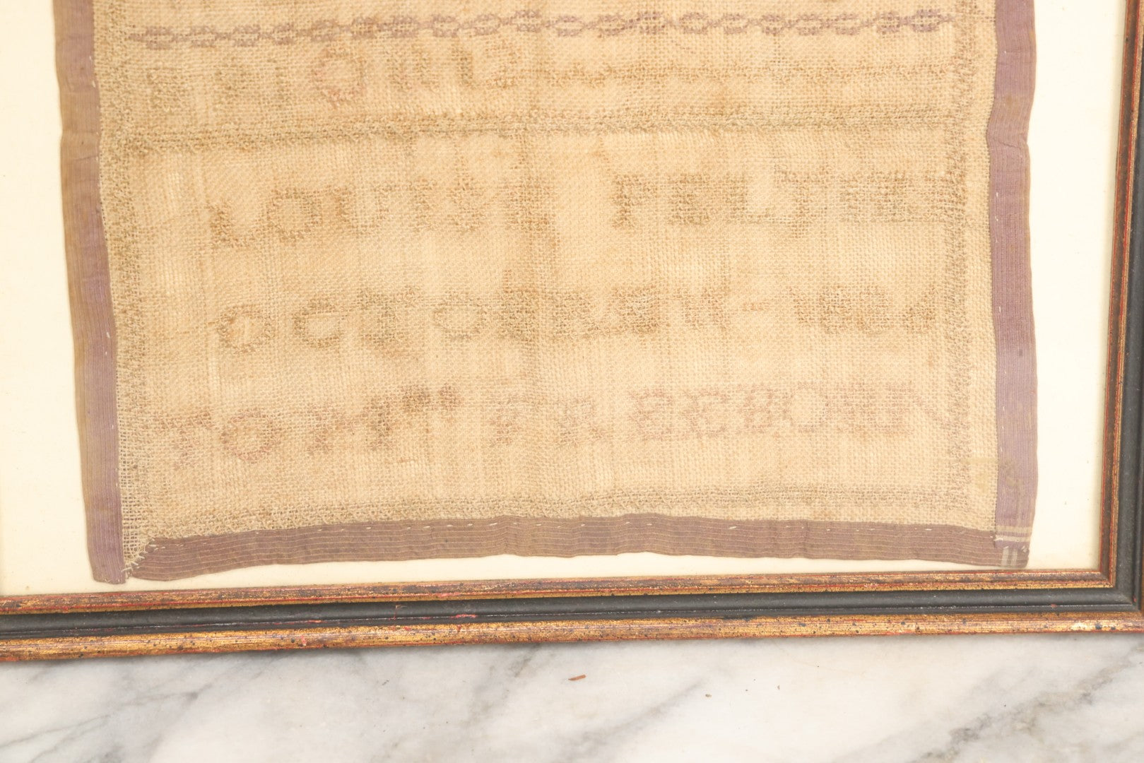 Lot 003 - Antique Needlework Sampler With Letters And Numbers, Signed Louise Peltier, Tom Freeborn, Dated 1836, In Frame, 11-1/2" x 9-7/8"