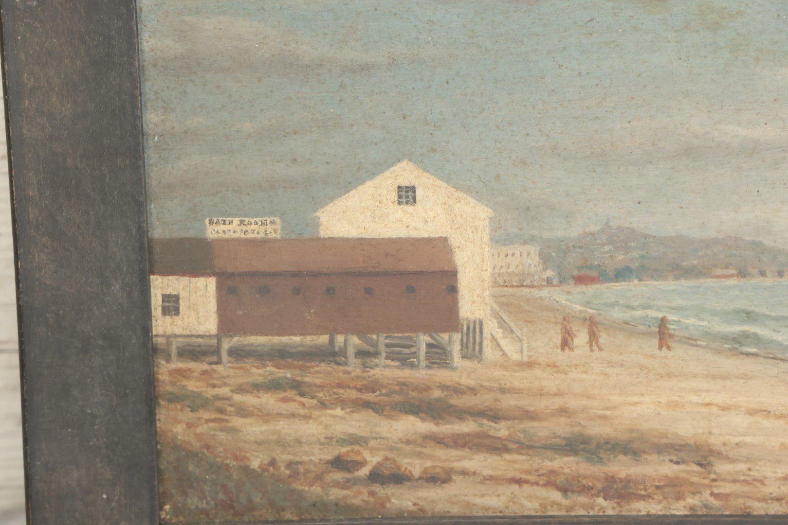 Lot 004 - Antique Painting On Board Of Revere Beach, Revere Massachusetts, Artist Signed D. Morrison, Dated 1876, In Frame, 14-1/2" x 11-1/2"