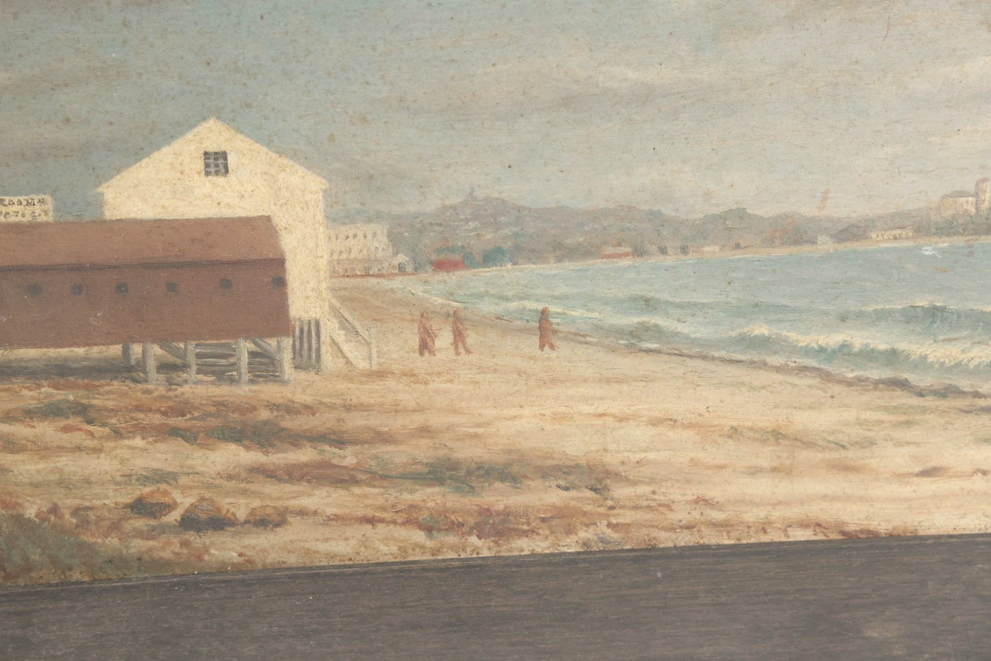 Lot 004 - Antique Painting On Board Of Revere Beach, Revere Massachusetts, Artist Signed D. Morrison, Dated 1876, In Frame, 14-1/2" x 11-1/2"