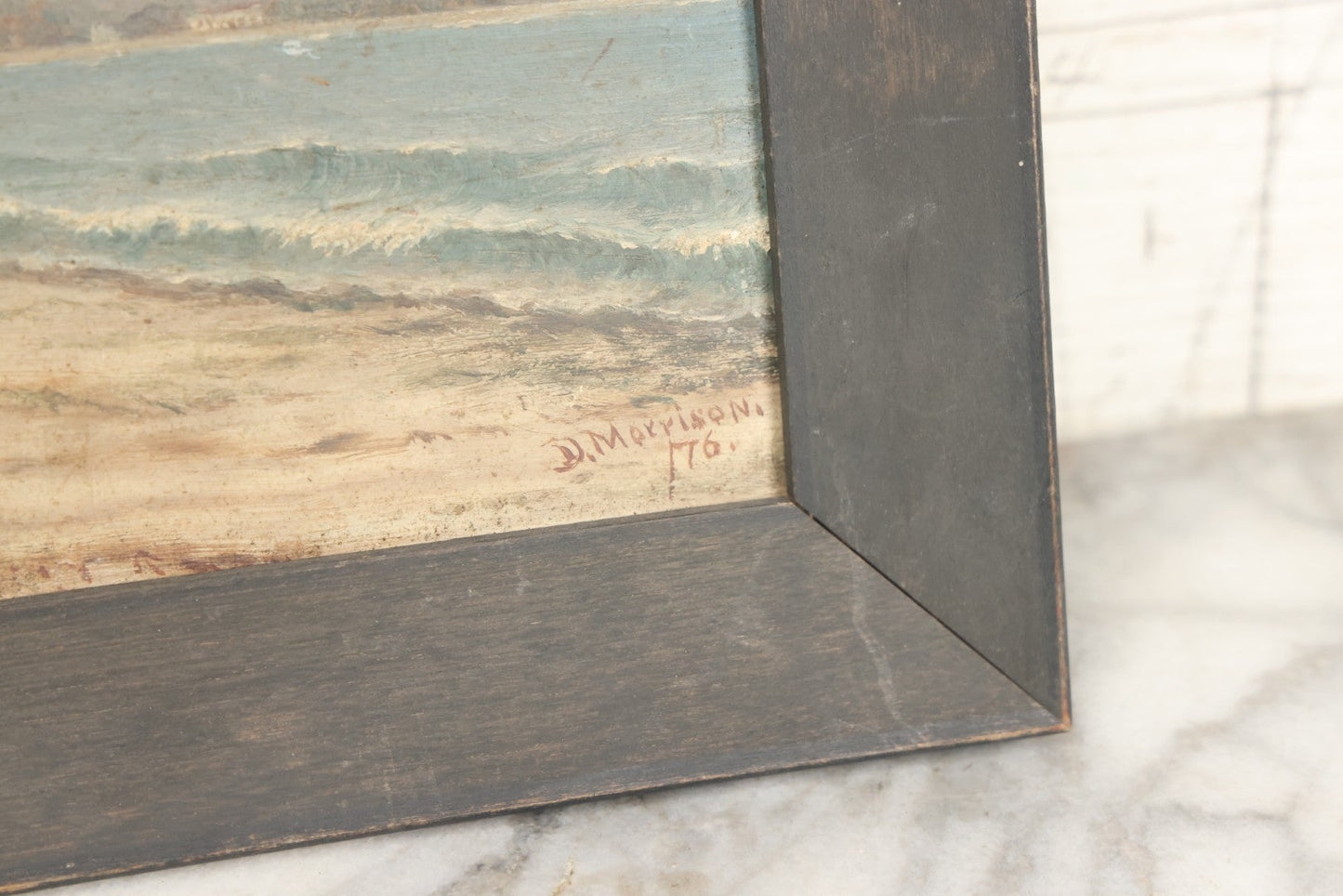 Lot 004 - Antique Painting On Board Of Revere Beach, Revere Massachusetts, Artist Signed D. Morrison, Dated 1876, In Frame, 14-1/2" x 11-1/2"