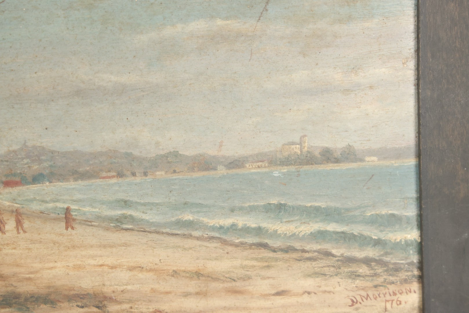 Lot 004 - Antique Painting On Board Of Revere Beach, Revere Massachusetts, Artist Signed D. Morrison, Dated 1876, In Frame, 14-1/2" x 11-1/2"